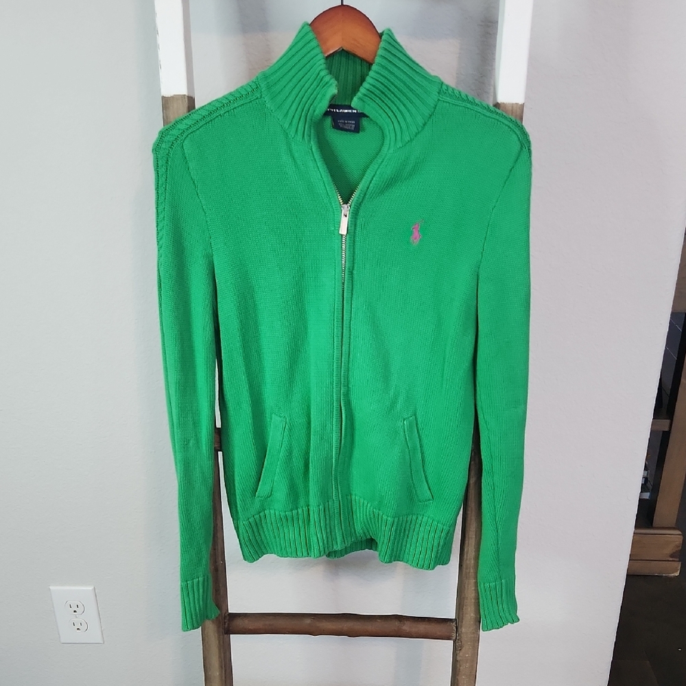 Ralph Lauren Vibrant Green Zip-Up Cardigan
